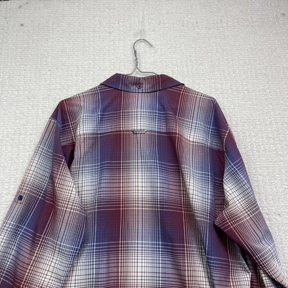 Mountain Equipment Co-op MEC light Hiking Button Shirt Men L Plaid Red / Blue - Picture 13 of 13